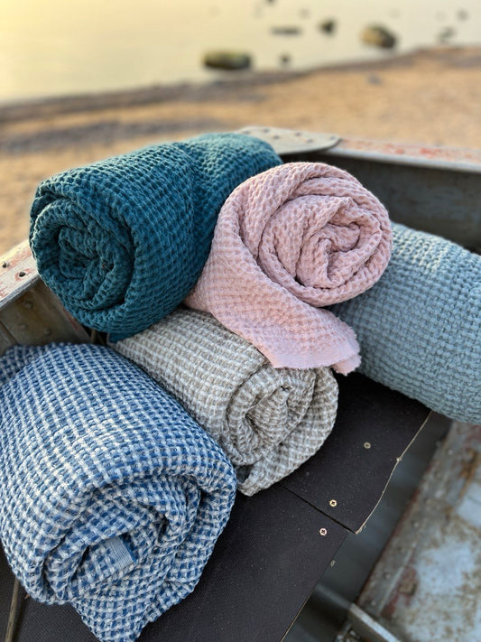 Lina pirts dvielis / 5 izmēri / JŪRAS ZILS