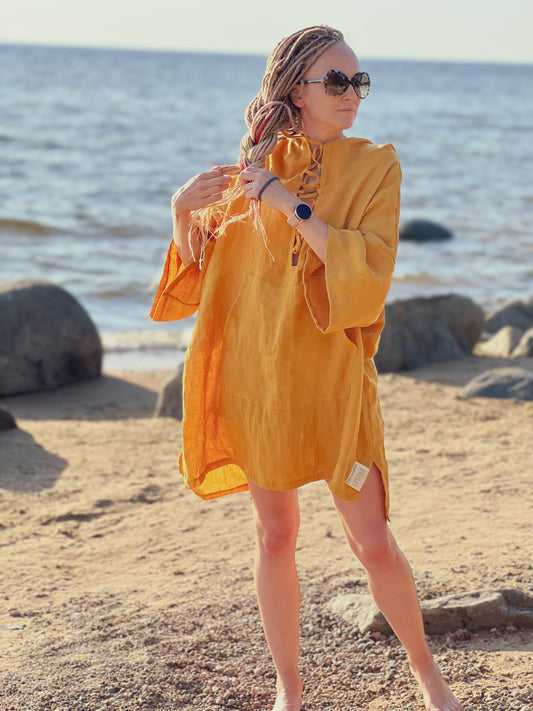 Lina Pončo unisex - dzeltens