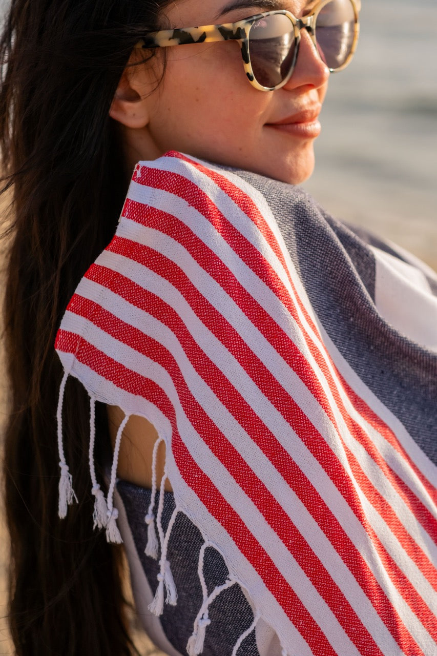 Beach Towel Marine - navy stripes