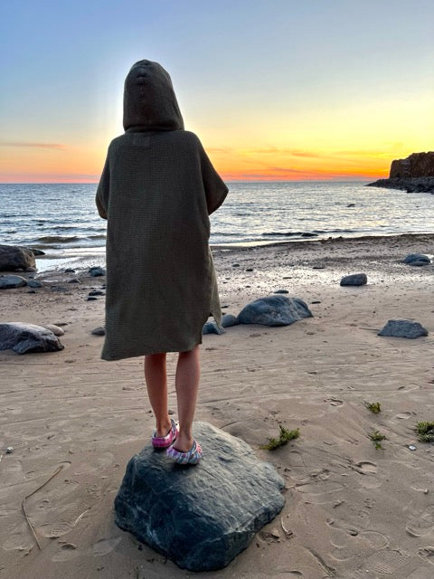 Pončo vafeļauduma īsais - unisex / zaļš