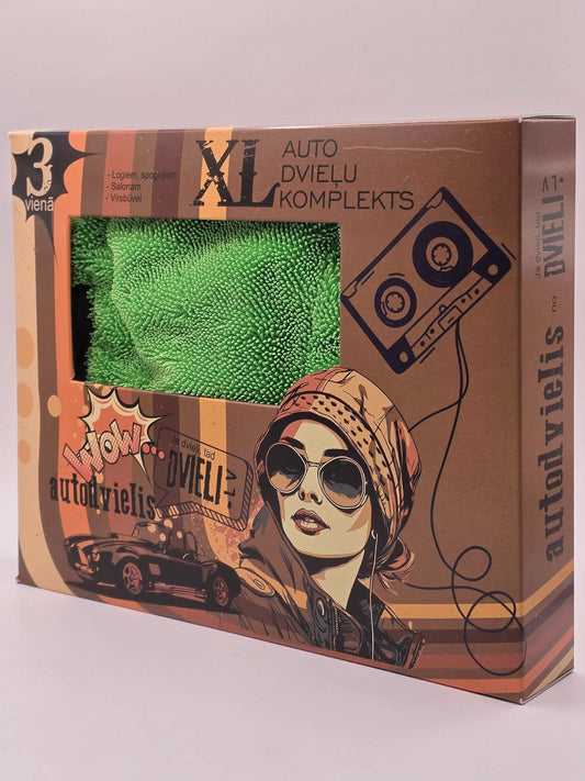 Car detailing towel set of 3 / GREEN