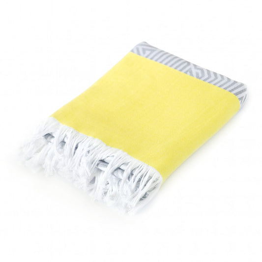 Pludmales dvielis/pleds - plānais ar bārkstīm dzelteni-pelēkas svītras