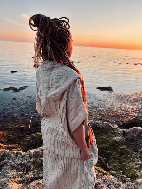 Dubultā lina PONČO - unisex, garais