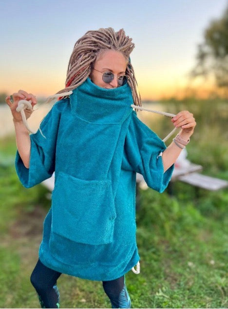 Pončo unisex - jūras zils / garais