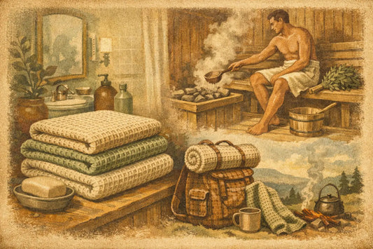 Vafeļauduma dvieļi ikdienai, pirtij un ceļam