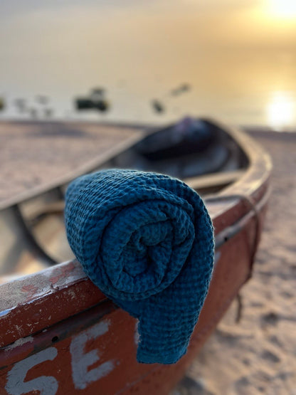 Lina pirts dvielis / 5 izmēri /  JŪRAS ZILS