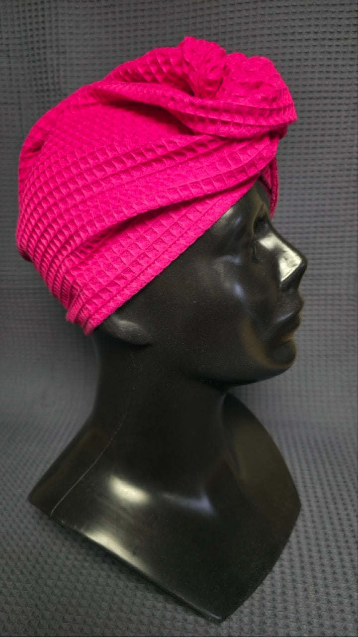 Matu dvielis Turbāns ar podziņu vafeļauduma / rozā