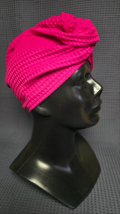 Matu dvielis Turbāns ar podziņu vafeļauduma / rozā