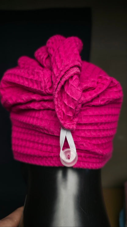 Matu dvielis Turbāns ar podziņu vafeļauduma / rozā