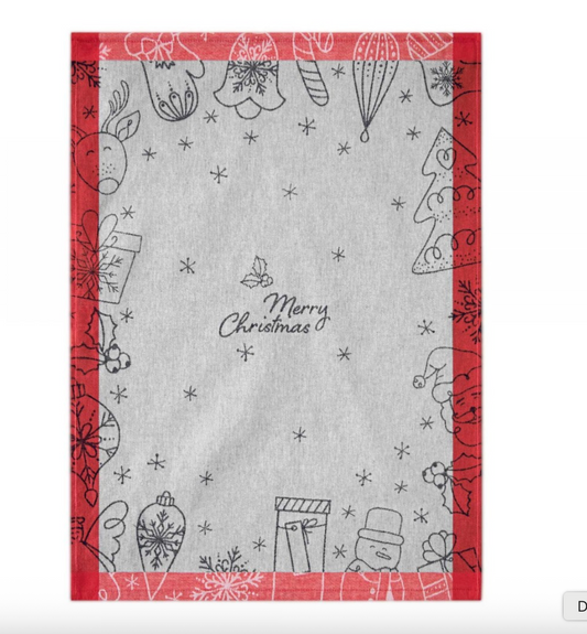 Virtuves dvielis  - Ziemassvētki sarkans