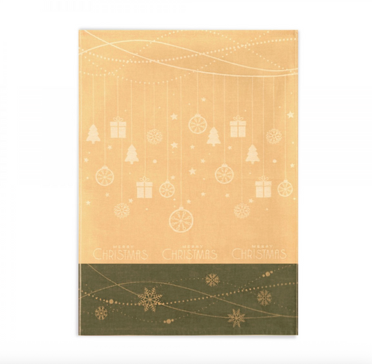 Kitchen Towel - Christmas ornament /green