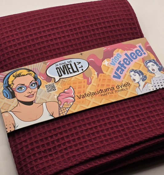 Waffle Fabric Towel  / DEEP RED