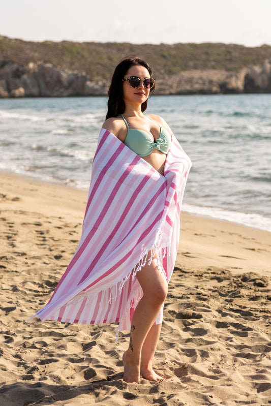 Beach Towel Afrika - pink stripes