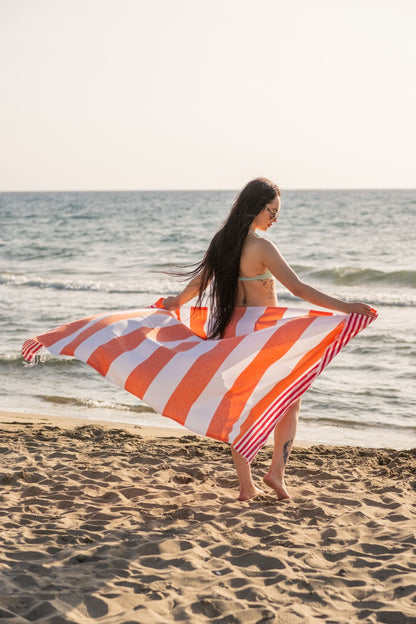 Beach Towel Marine - orange stripes