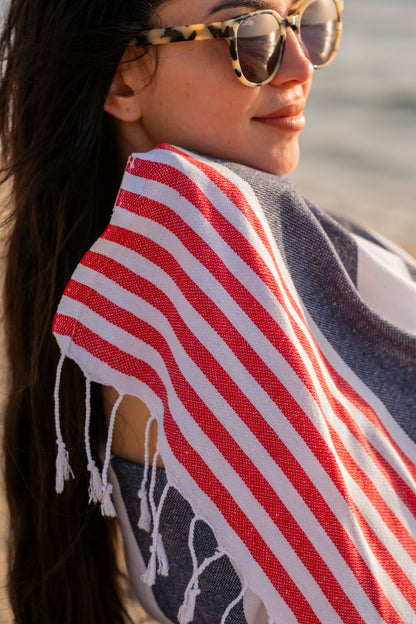Beach Towel Marine - navy stripes
