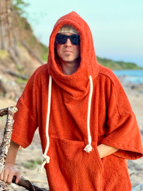 Pončo unisex - telliskivipunane