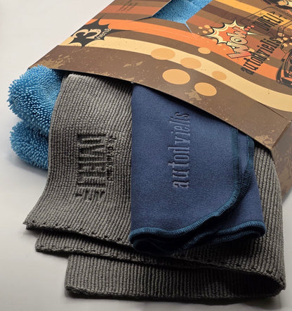 Car detailing towel set of 3 / BLUE