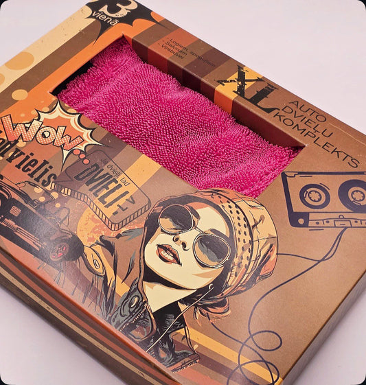 Car detailing towel set of 3 / PINK