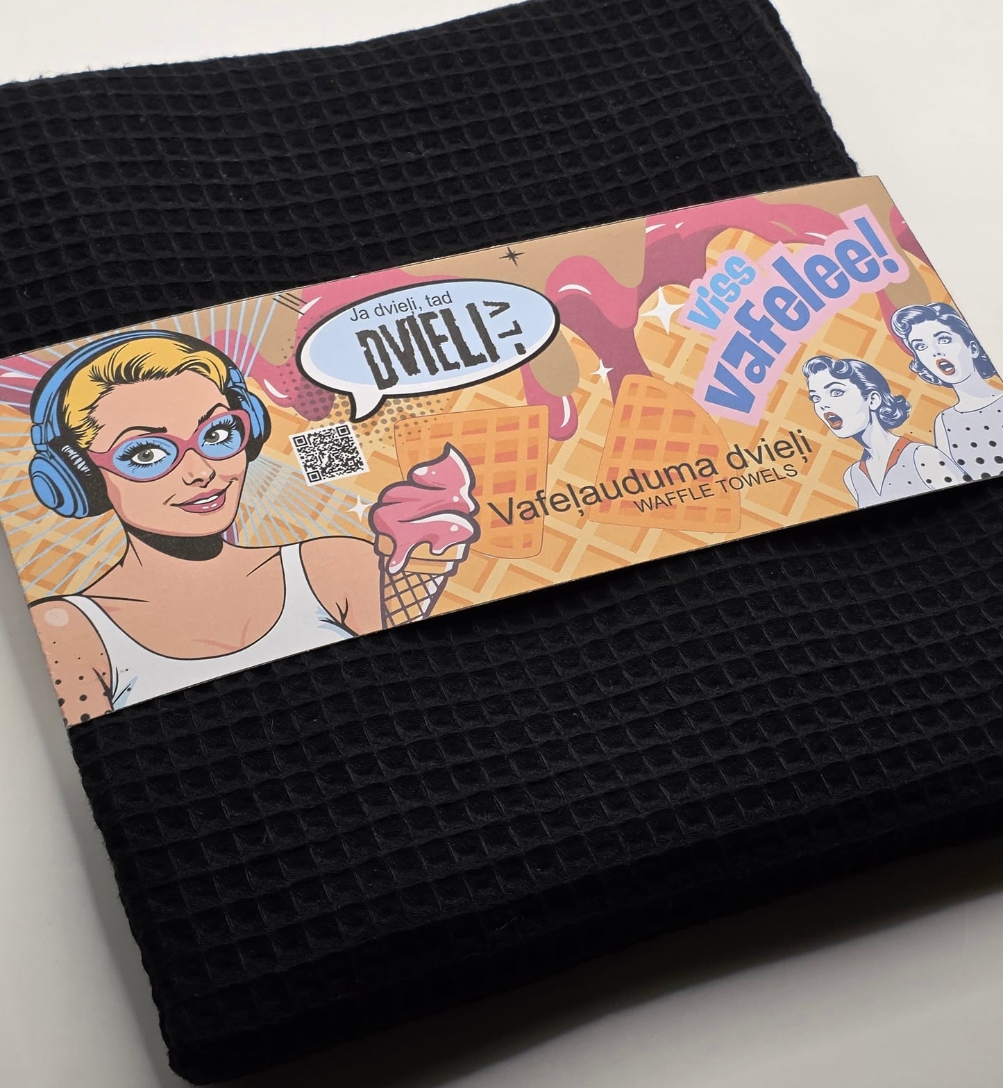 Waffle Fabric Towel  /   BLACK