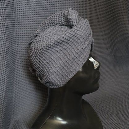 Plaukų rankšluostis Turbanas su sagomis, vafliniu pynimu / sena rožinė