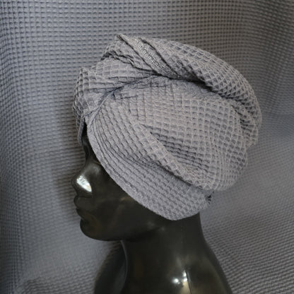 Plaukų rankšluostis Turbanas su sagomis, vafliniu pynimu / sena rožinė