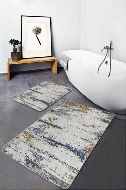 Vintage kreemjas maalähedane vannitoa naturaalsetes toonides 2-osaline mattide komplekt