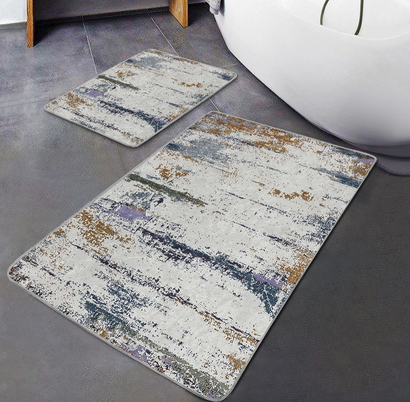 Vintage kreemjas maalähedane vannitoa naturaalsetes toonides 2-osaline mattide komplekt