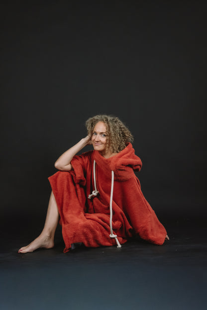 Pončo unisex - ķieģeļsarkans