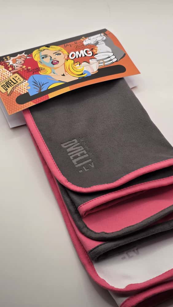 Kitchen towel set - grey/pink