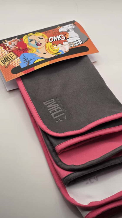 Kitchen towel set - grey/pink