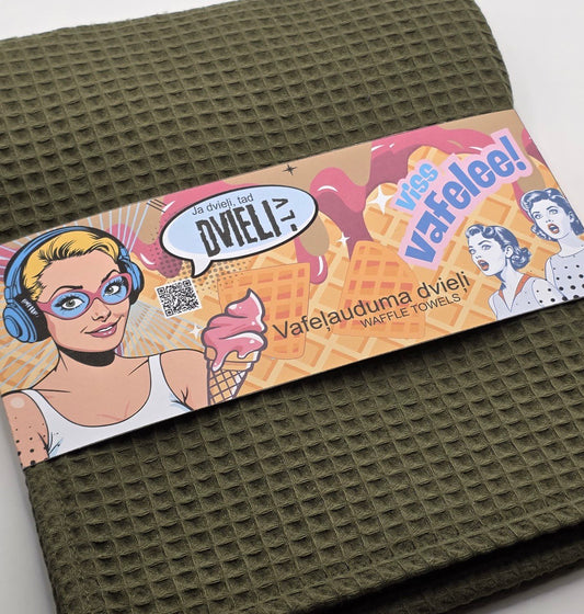 Waffle Fabric Towel  / MOSS GREEN