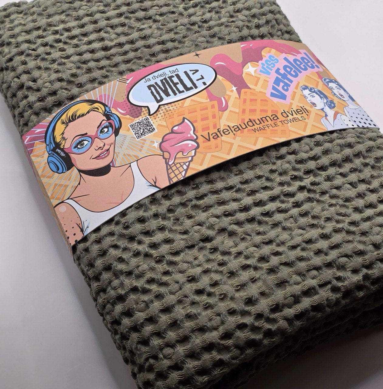 Linen waffle towel / GREEN